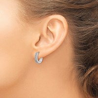 Brilliant Embers Sterling Silver Rhodium-plated 48 Stone Micro Pavé CZ Hinged Hoop Earrings view 3