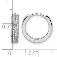 Brilliant Embers Sterling Silver Rhodium-plated 48 Stone Micro Pavé CZ Hinged Hoop Earrings view 4