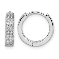 Brilliant Embers Sterling Silver Rhodium-plated 48 Stone Micro Pavé CZ Hinged Hoop Earrings view 1