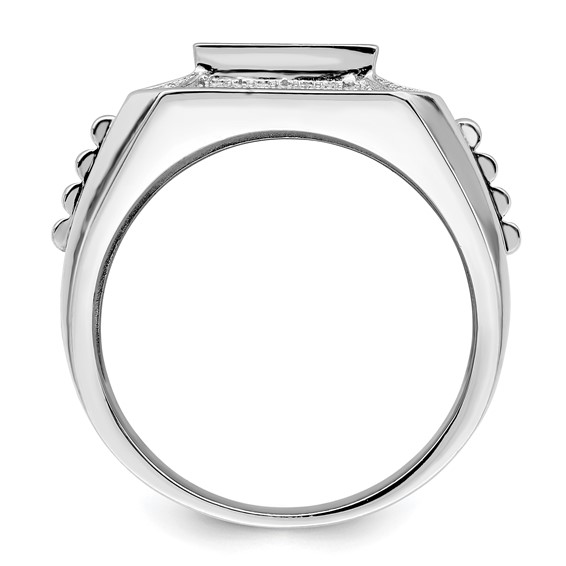 Brilliant Embers Sterling Silver Rhodium-plated 89 Stone Micro Pavé CZ Polished Men's Ring