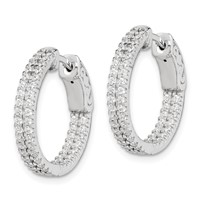 Sterling Shimmer Sterling Silver Rhodium-plated 100 Stone Pavé 1.3mm CZ in and Out Round Hinged Hoop Earrings view 2