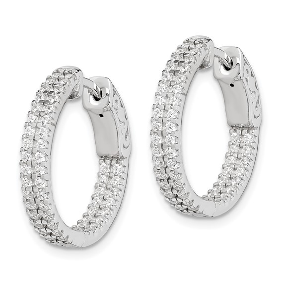 Sterling Silver Pave CZ Hinged Hoops
