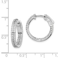 Sterling Shimmer Sterling Silver Rhodium-plated 100 Stone Pavé 1.3mm CZ in and Out Round Hinged Hoop Earrings view 4