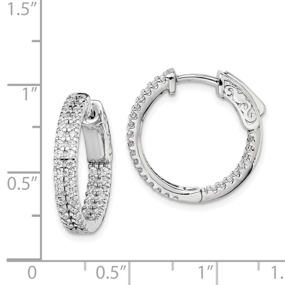 Sterling Silver Pave CZ Hinged Hoops