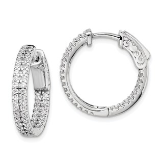 Sterling Silver Pave CZ Hinged Hoops