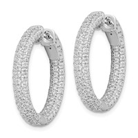 Sterling Shimmer Sterling Silver Rhodium-plated 178 Stone Pavé 1.5mm CZ in and Out Round Hinged Hoop Earrings view 2