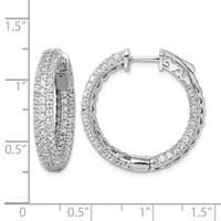 Sterling Shimmer Sterling Silver Rhodium-plated 178 Stone Pavé 1.5mm CZ in and Out Round Hinged Hoop Earrings view 4