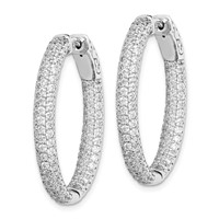 Sterling Shimmer Sterling Silver Rhodium-plated 208 Stone Pavé 1.5mm CZ in and Out Oval Hinged Hoop Earrings view 2