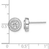 Brilliant Embers Sterling Silver Rhodium-plated 40 Stone Micro Pavé Halo CZ Post Earrings view 4