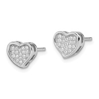 Brilliant Embers Sterling Silver Rhodium-plated 36 Stone Micro Pavé CZ Heart Post Earrings view 2
