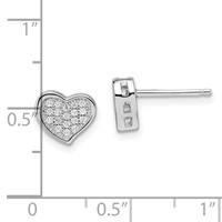 Brilliant Embers Sterling Silver Rhodium-plated 36 Stone Micro Pavé CZ Heart Post Earrings view 4