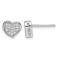 Brilliant Embers Sterling Silver Rhodium-plated 36 Stone Micro Pavé CZ Heart Post Earrings view 1