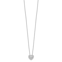 Brilliant Embers Sterling Silver Rhodium-plated 38 Stone Micro Pavé CZ Heart Necklace with 2 Inch Extender, 18" view 2