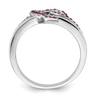 Brilliant Embers Sterling Silver Rhodium-plated 41 Stone Micro Pavé Red and White CZ Heart Ring view 2