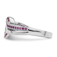 Brilliant Embers Sterling Silver Rhodium-plated 41 Stone Micro Pavé Red and White CZ Heart Ring view 3