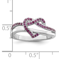 Brilliant Embers Sterling Silver Rhodium-plated 41 Stone Micro Pavé Red and White CZ Heart Ring view 4