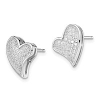 Brilliant Embers Sterling Silver Rhodium-plated 56 Stone Micro Pavé CZ Heart Post Earrings view 2