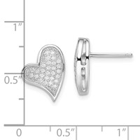 Brilliant Embers Sterling Silver Rhodium-plated 56 Stone Micro Pavé CZ Heart Post Earrings view 4
