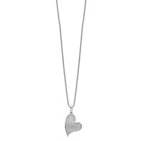 Brilliant Embers Sterling Silver Rhodium-plated 84 Stone Micro Pavé CZ Heart Necklace with 2 Inch Extender, 18" view 2