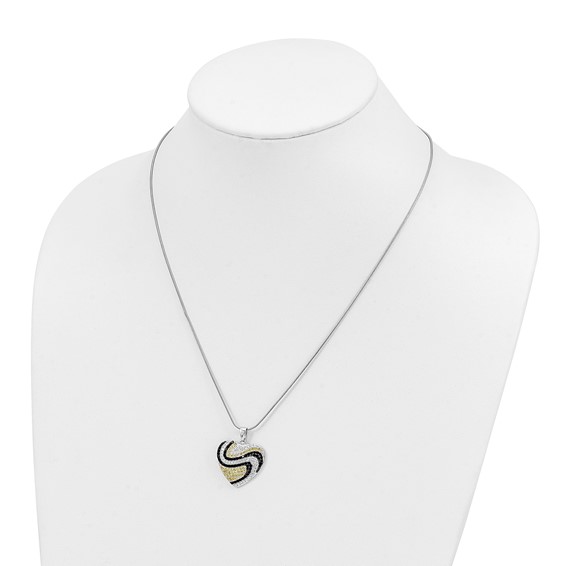 Sterling Silver & CZ Brilliant Embers Heart Necklace
