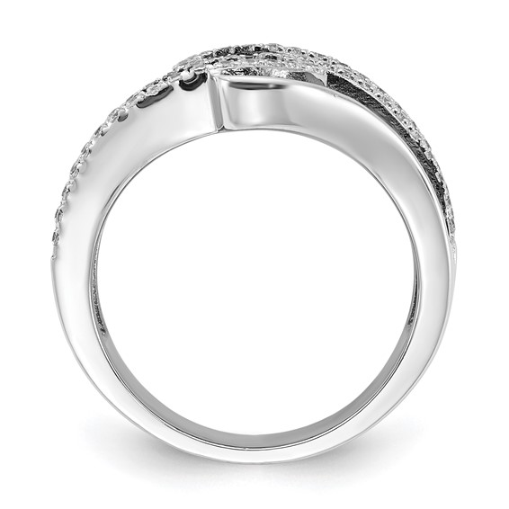 Sterling Silver Brilliant Embers Black & Clear CZ Swirl Ring