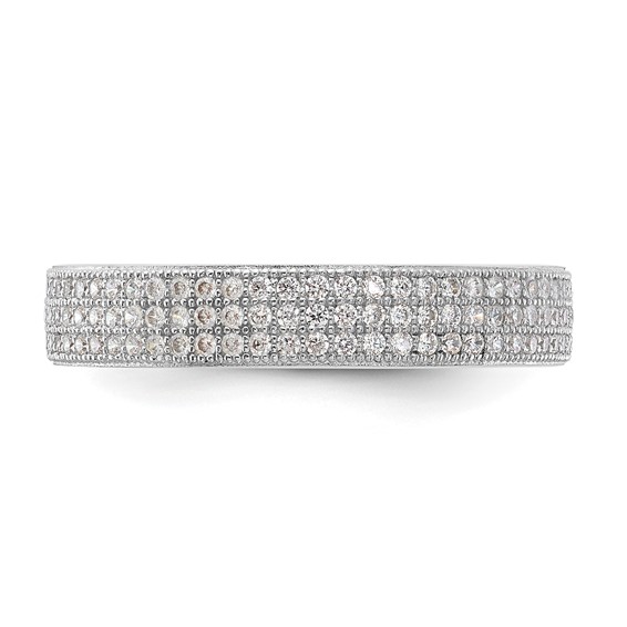 Sterling Silver Brilliant Embers Triple CZ Row Ring