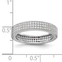 Sterling Silver Brilliant Embers Triple CZ Row Ring view 4