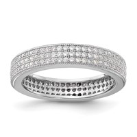 Sterling Silver Brilliant Embers Triple CZ Row Ring view 1