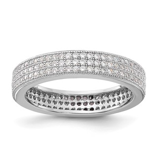 Sterling Silver Brilliant Embers Triple CZ Row Ring