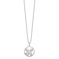 Brilliant Embers Sterling Silver Rhodium-plated 52 Stone Micro Pavé CZ Butterfly Necklace with 2 Inch Extender, 18" view 2