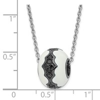 True Fire Sterling Silver White Enamel & Black CZ Bead Necklace view 2