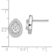 Brilliant Embers Sterling Silver Rhodium-plated 52 Stone Pear Halo Micro Pavé CZ Teardrop Post Earrings view 4