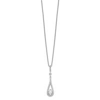 Brilliant Embers Sterling Silver Rhodium-plated 46 Stone with 2 Inch Extender Spring Ring Clasp Micro Pavé CZ Teardrop Necklace with 2 Inch Extender, 18" view 2
