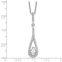 Brilliant Embers Sterling Silver Rhodium-plated 46 Stone with 2 Inch Extender Spring Ring Clasp Micro Pavé CZ Teardrop Necklace with 2 Inch Extender, 18" view 3
