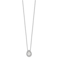 Brilliant Embers Sterling Silver Rhodium-plated 28 Stone Halo Micro Pavé CZ Teardrop Necklace with 2 Inch Extender, 18" view 2