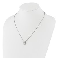 Brilliant Embers Sterling Silver Rhodium-plated 28 Stone Halo Micro Pavé CZ Teardrop Necklace with 2 Inch Extender, 18" view 4