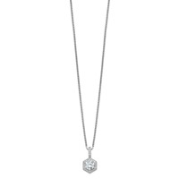 Brilliant Embers Sterling Silver Rhodium-plated 31 Stone Micro Pavé CZ Hexagon Necklace with 2 Inch Extender, 18" view 2