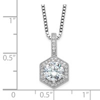 Brilliant Embers Sterling Silver Rhodium-plated 31 Stone Micro Pavé CZ Hexagon Necklace with 2 Inch Extender, 18" view 3