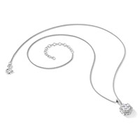 Brilliant Embers Sterling Silver Rhodium-plated 31 Stone Micro Pavé CZ Hexagon Necklace with 2 Inch Extender, 18" view 4