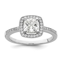 Brilliant Embers Sterling Silver Rhodium-plated 37 Stone Halo Micro Pavé CZ Ring view 1