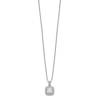 Brilliant Embers Sterling Silver Rhodium-plated 35 Stone Halo Micro Pavé CZ Necklace with 2 Inch Extender, 18" view 2