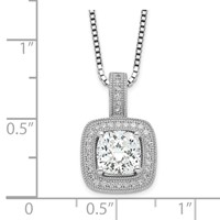 Brilliant Embers Sterling Silver Rhodium-plated 35 Stone Halo Micro Pavé CZ Necklace with 2 Inch Extender, 18" view 3