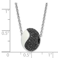 True Fire Sterling Silver White Enamel & CZ Bead Necklace view 2
