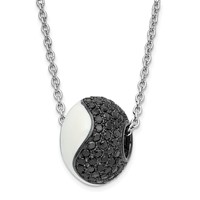 True Fire Sterling Silver White Enamel & CZ Bead Necklace view 1