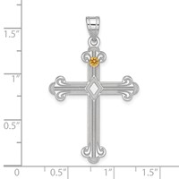 Sterling Silver Rh-plt 14K Bezel Crystal Family Cross Pendant view 2