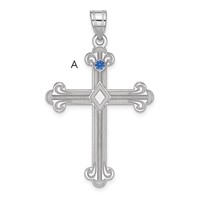 Sterling Silver Rh-plt Crystal Family Cross Pendant view 1
