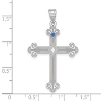 Sterling Silver Rh-plt Crystal Family Cross Pendant view 5
