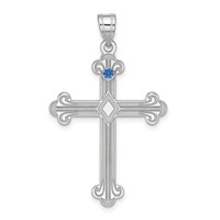Sterling Silver Rh-plt Crystal Family Cross Pendant view 2
