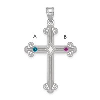 Sterling Silver Rh-plt Crystal Family Cross Pendant view 1