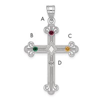 Sterling Silver Rh-plt Crystal Family Cross Pendant view 1